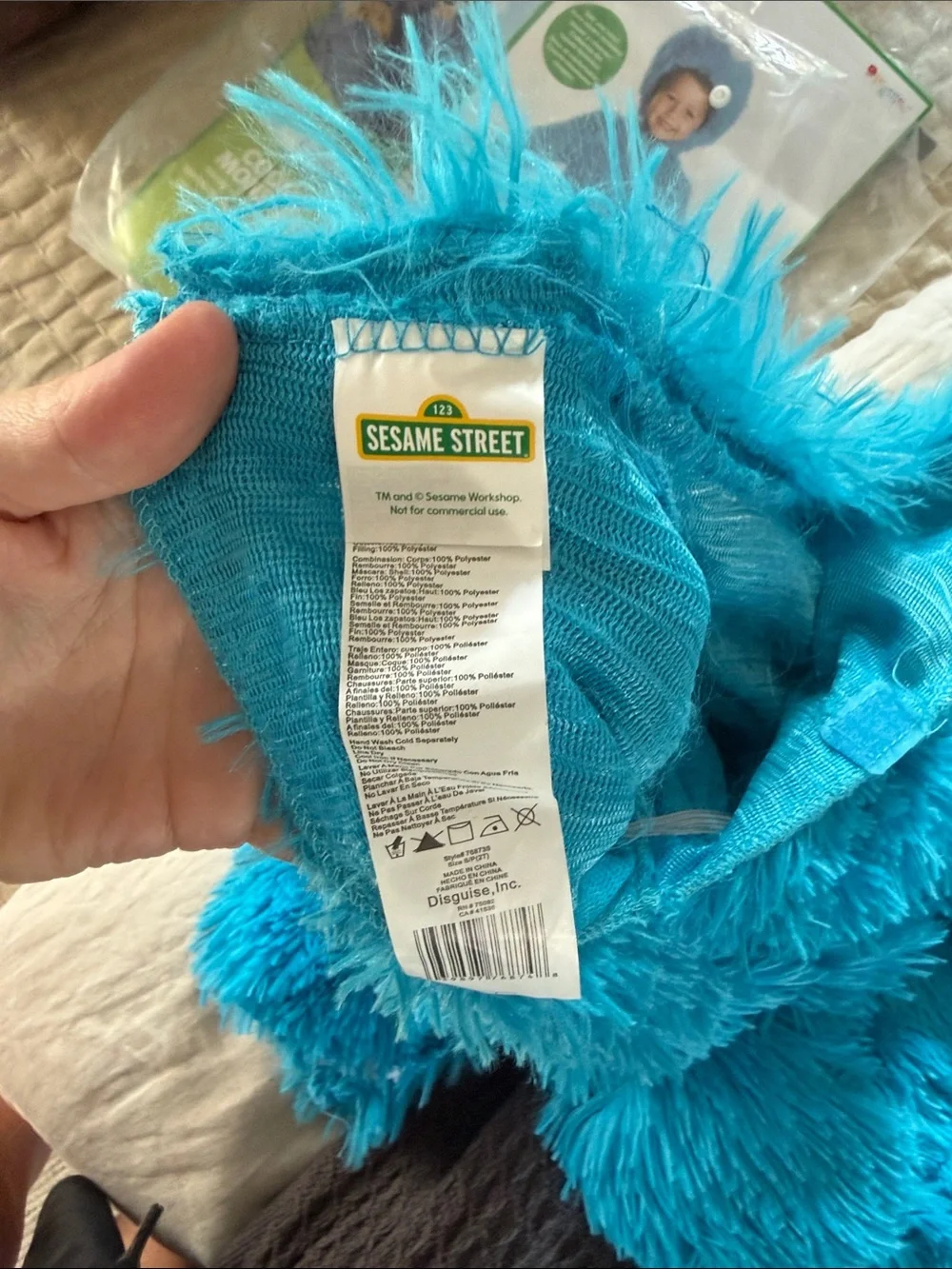 Blue Fuzzy Cookie Monster One-Piece for Kids - Plush Hooded Costume